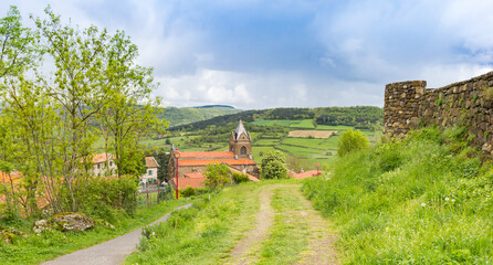 Path from the castle hill to the church of Polignac, France