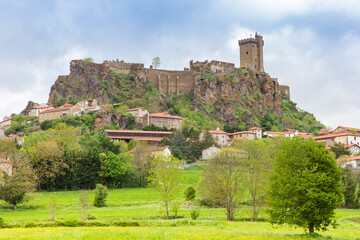 Historic castle on top of the rock in Polignac, France