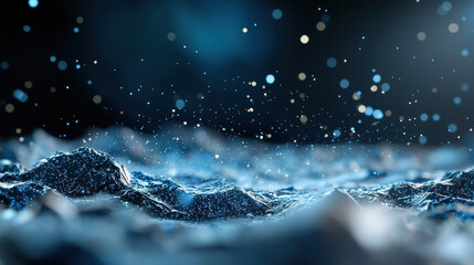 Abstract water surface with sparkling droplets and waves, creating serene and tranquil atmosphere