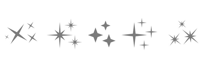 Sparkle vector icons set. Shine symbol illustration. Star sign collection.
