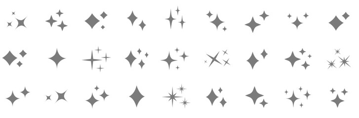 Sparkle vector icons set. Shine symbol illustration. Star sign collection.