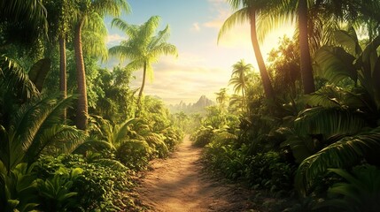 palm trees in the morning