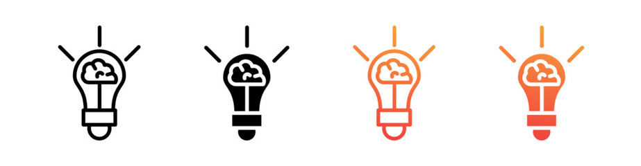 Creative Thinking Multi Style Icon Set Vector 