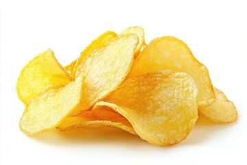 Fototapeta premium Crispy potato chips pile isolated on white background