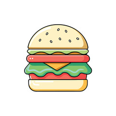 Burger Illustration Set – Colorful Cartoon and Hand-Drawn Vintage Style Fast Food Icons. Hand Drawn Sketch Hamburger Vector Illustration.