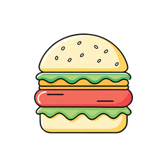 Burger Illustration Set – Colorful Cartoon and Hand-Drawn Vintage Style Fast Food Icons. Hand Drawn Sketch Hamburger Vector Illustration.