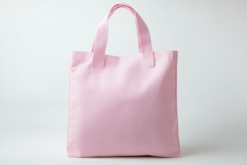 Pink tote bag mockup isolated on white background