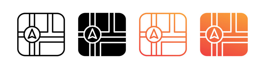 Maps Multi Style Icon Set Vector 