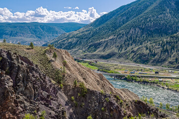 The Trans-Canada highway crosses the Thompson River at Spences Bridge, British Columbia, Canada