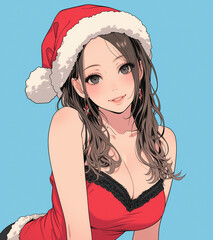 サンタクロース衣装の女の子イラスト