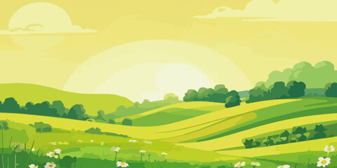 Summer landscape with green grass