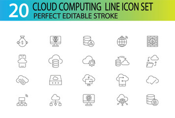 CLOUD COMPUITING LINE ICON SET