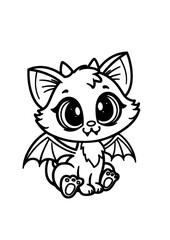 Sweet dragon cat coloring page