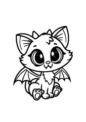 Cute dragon cat coloring page for kids