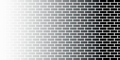 Fototapeta premium Halftone effect background consisting of bricks. Brickwork illustration. Black and white brick texture. Brick wall pattern design.