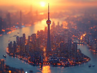 Obraz premium shanghai skyline at night