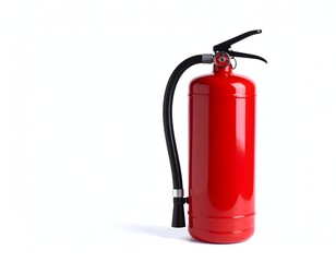 Bright Red Fire Extinguisher on White Background for Safety Awareness