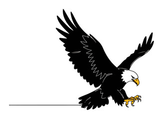 american bald eagle in flight – vector outline illustration