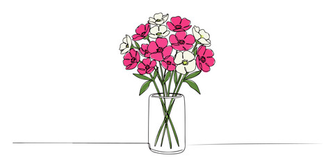 bouquet of flowers in vase – romantic vector design