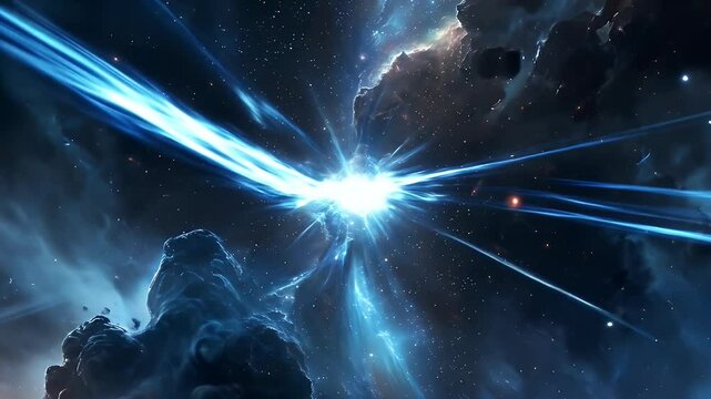 Cinematic burst from an energetic quasar in a deep space nebula