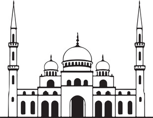 Fototapeta premium Mosque silhouette illustration vector design