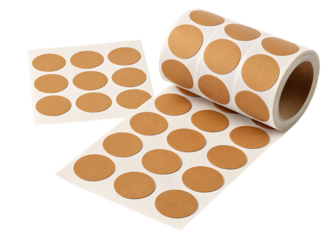 blank brown round adhesive paper sticker label set isolated on white background,PNG