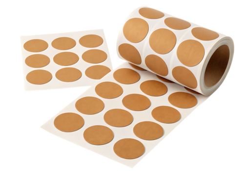 blank brown round adhesive paper sticker label set isolated on white background,PNG