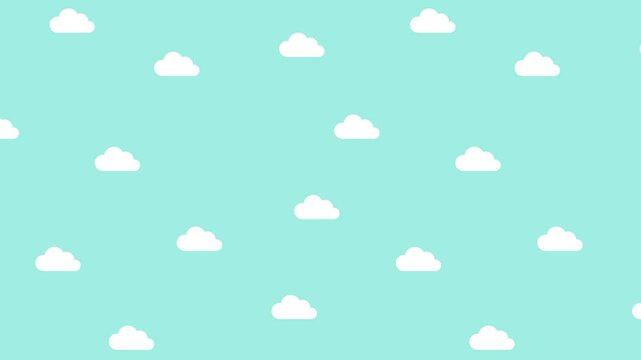 シンプルな雲が流れる背景アニメーション　グリーン