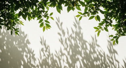 Fototapeta premium Shadows of Green Leaves on a Light Wall