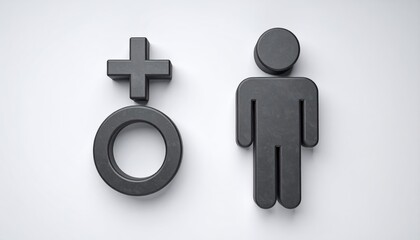 Symbolic representation of male and female genders on a clean white backdrop gender