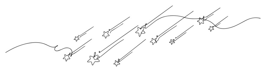 minimalist line art falling stars vector illustration © Wieslaw