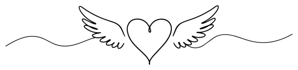 heart with wings monoline vector symbol of love