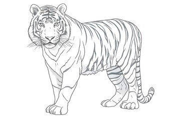 Fototapeta premium A line art drawing of an adult tiger.