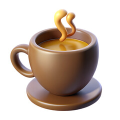 Premium 3D Hot Coffee Cup Icon with Rising Steam – Perfect for Cafes, Restaurants, Branding, and Digital Marketing"