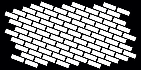 Brickwork illustration. Black and white brick texture. Brick wall pattern design.