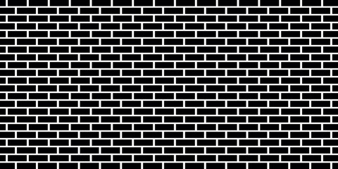 Brickwork illustration. Black and white brick texture. Brick wall pattern design.