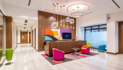 Vibrant Modern Office Lobby Interior Design