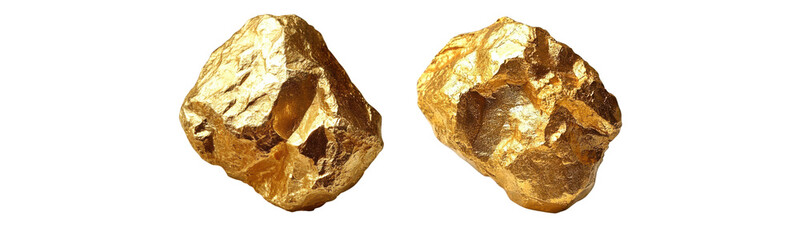 gold nuggets, isolated on transparent background