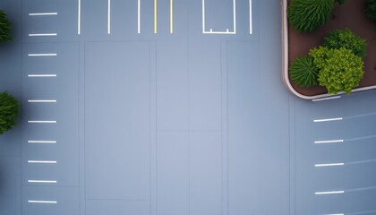 Aerial View of Modern Parking Lot with Greenery