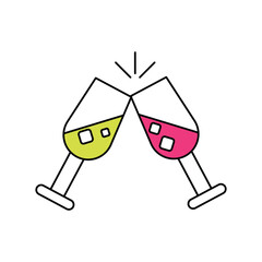 cheers lineal colorline icon with white background vector stock illustration