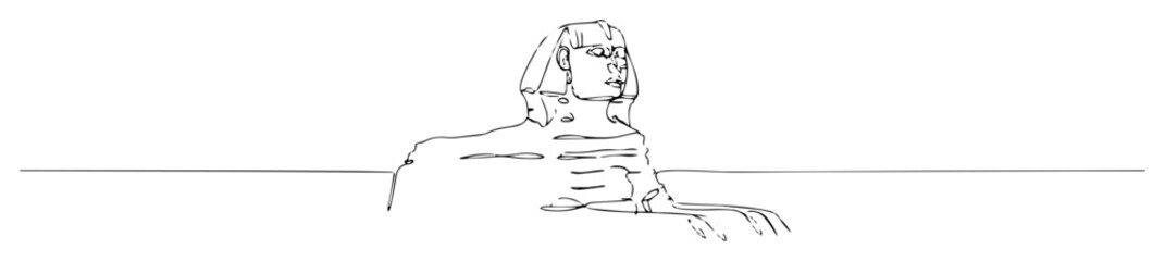 Obraz premium egyptian sphinx in desert lineart vector