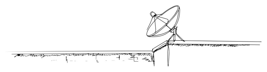 satellite dish in barren landscape climate message