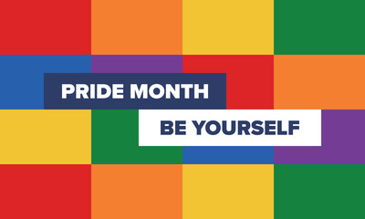 LGBT Pride Month in June. Lesbian Gay Bisexual Transgender. Celebrated annual. LGBT flag. Rainbow love concept. Human rights and tolerance. Poster, card, banner and background. Vector illustration