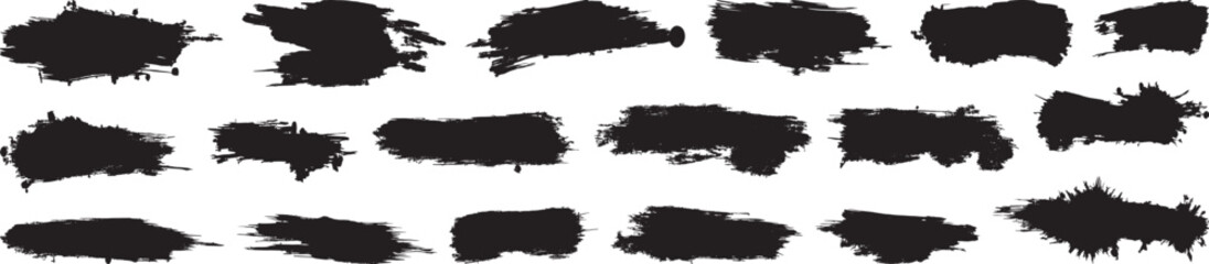 Grunge Brush Strokes Vector Set, Isolated on White Background.