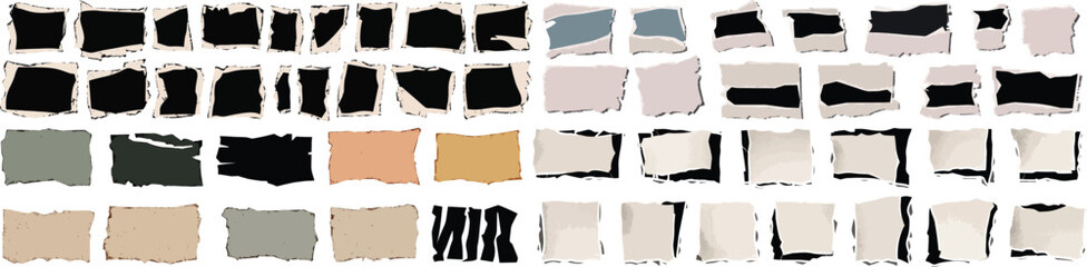 Torn Paper Vector Set. Isolated Paper Pieces with Ripped Edges.