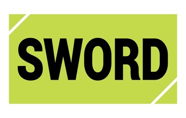 SWORD text written on green-black stamp sign.