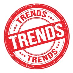 TRENDS text written on red round stamp sign