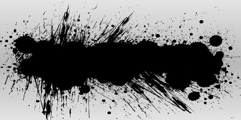 Naklejka premium Abstract splashing black paint on the white wall background.
