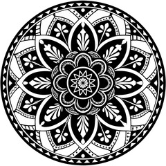 black and white round ornament mandala design