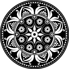 black and white round ornament mandala design
